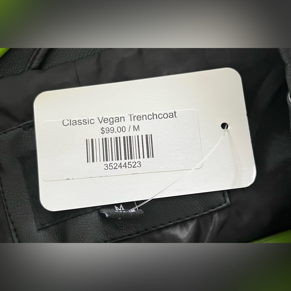 Coalition‎ LA Classic Vegan Black Trench Coat Size Medium New with tags - Picture 7 of 9